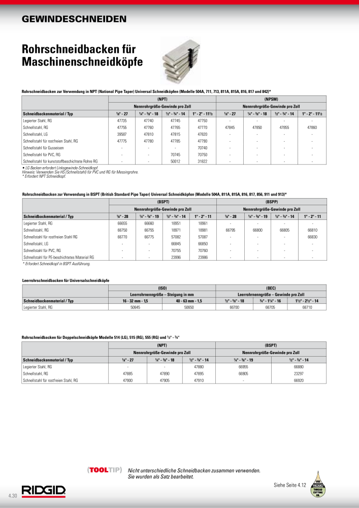 RIDGID Hauptkatalog Hand- und Elektrowerkzeuge NR.: 1750 - Seite 76