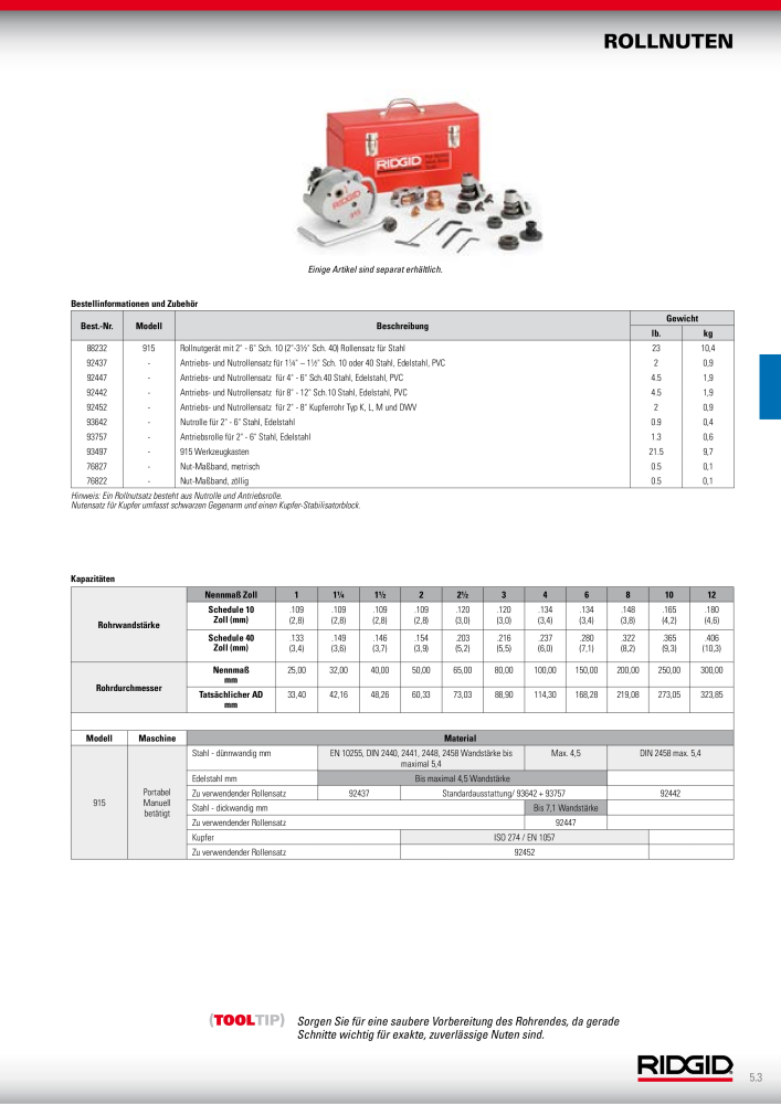 RIDGID Hauptkatalog Hand- und Elektrowerkzeuge NR.: 1750 - Seite 83