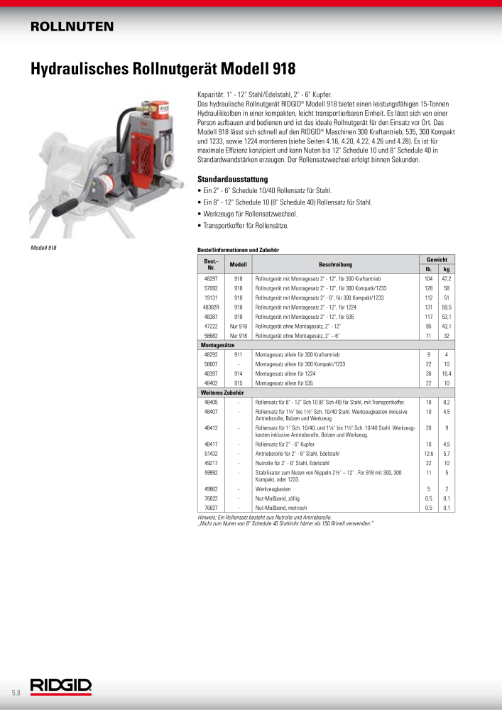 RIDGID Hauptkatalog Hand- und Elektrowerkzeuge NR.: 1750 - Seite 88