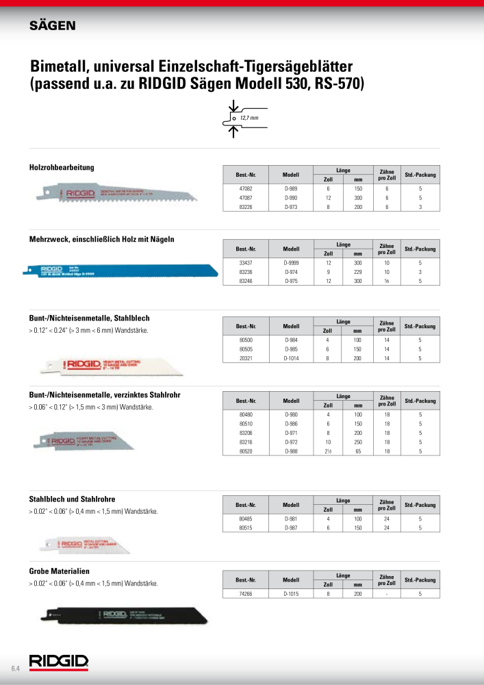 RIDGID Hauptkatalog Hand- und Elektrowerkzeuge NR.: 1750 - Seite 98