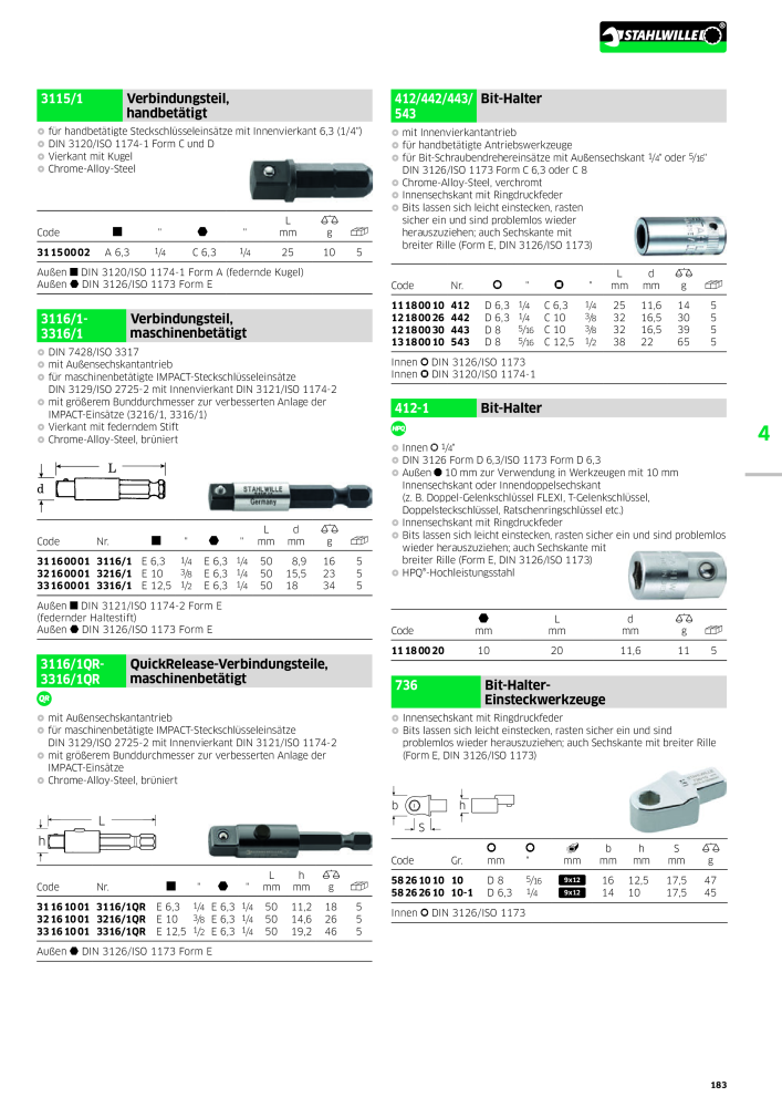 STAHLWILLE Hauptkatalog Handwerkzeuge NR.: 183 - Strona 185