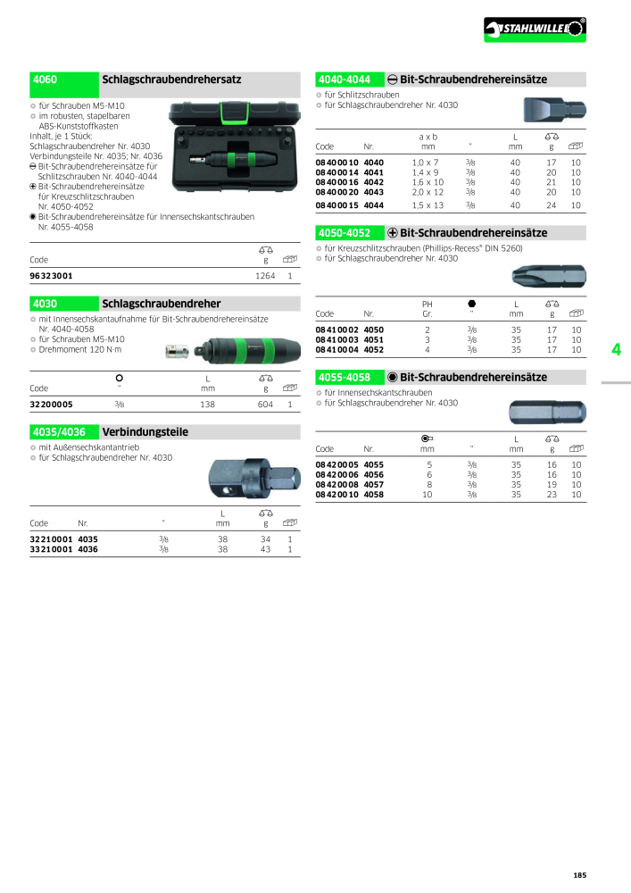 STAHLWILLE Hauptkatalog Handwerkzeuge NR.: 183 - Pagina 187