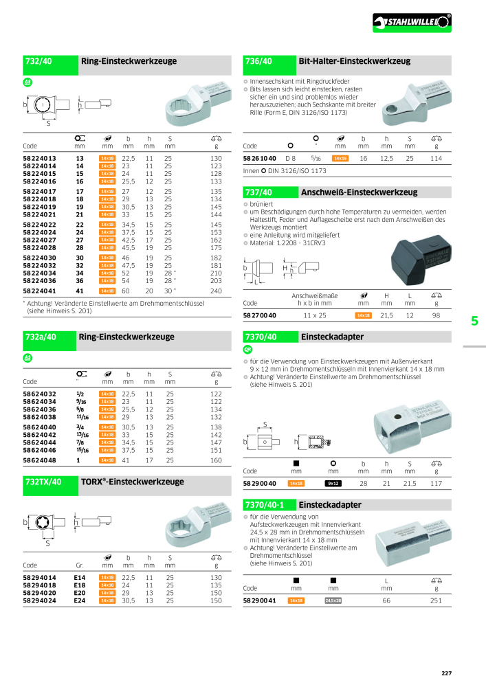 STAHLWILLE Hauptkatalog Handwerkzeuge Nb. : 183 - Page 229