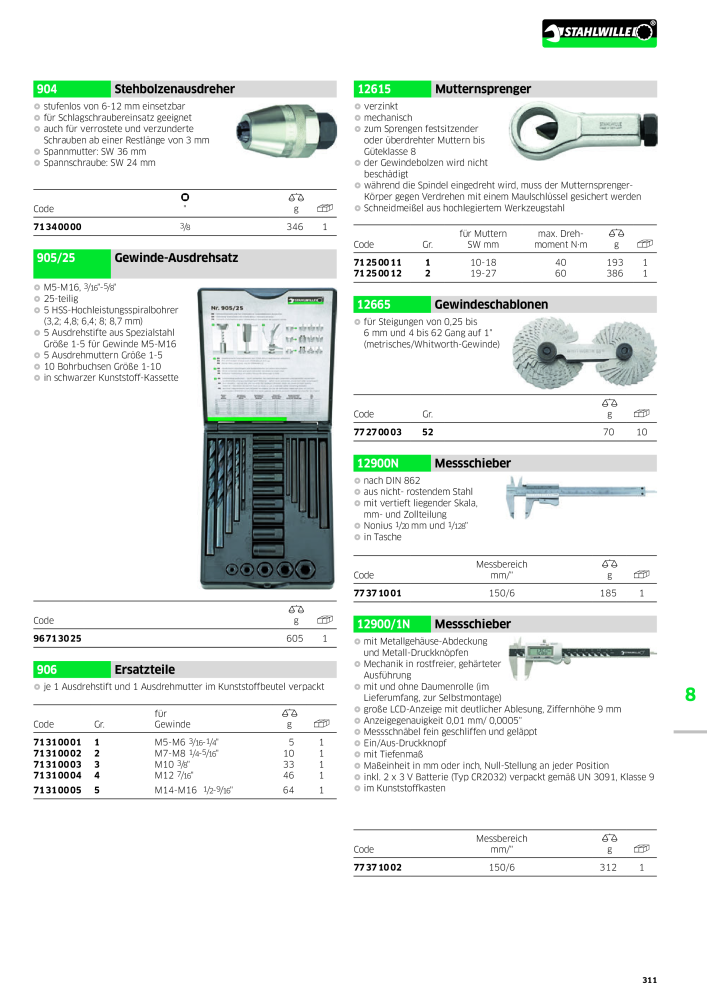 STAHLWILLE Hauptkatalog Handwerkzeuge NR.: 183 - Side 313