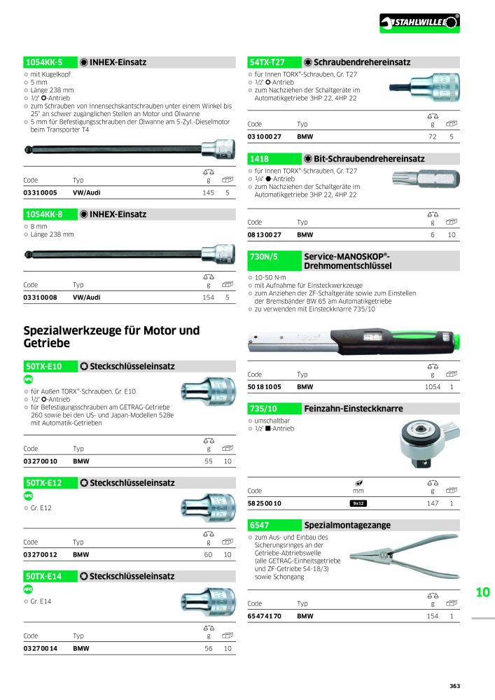 STAHLWILLE Hauptkatalog Handwerkzeuge Nº: 183 - Página 365