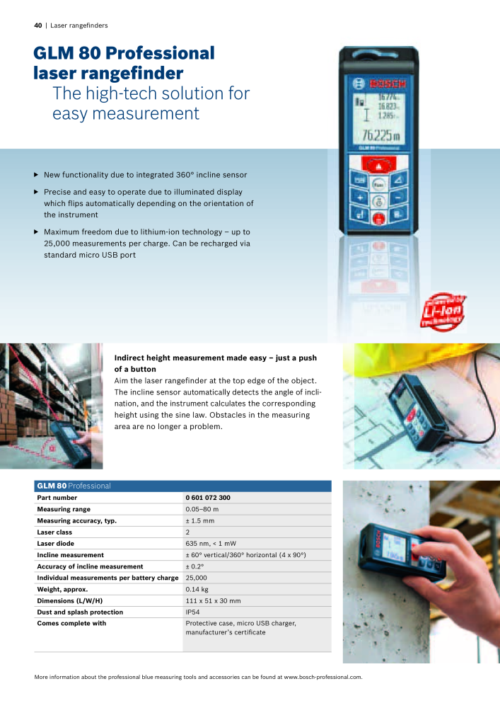 Bosch Professional blue measuring tools Nb. : 1933 - Page 40