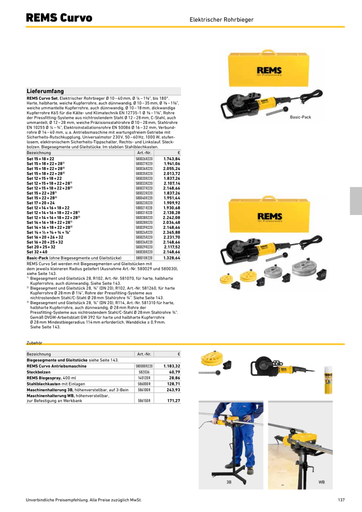 REMS Hauptkatalog Rohrbearbeitung NR.: 1937 - Pagina 137