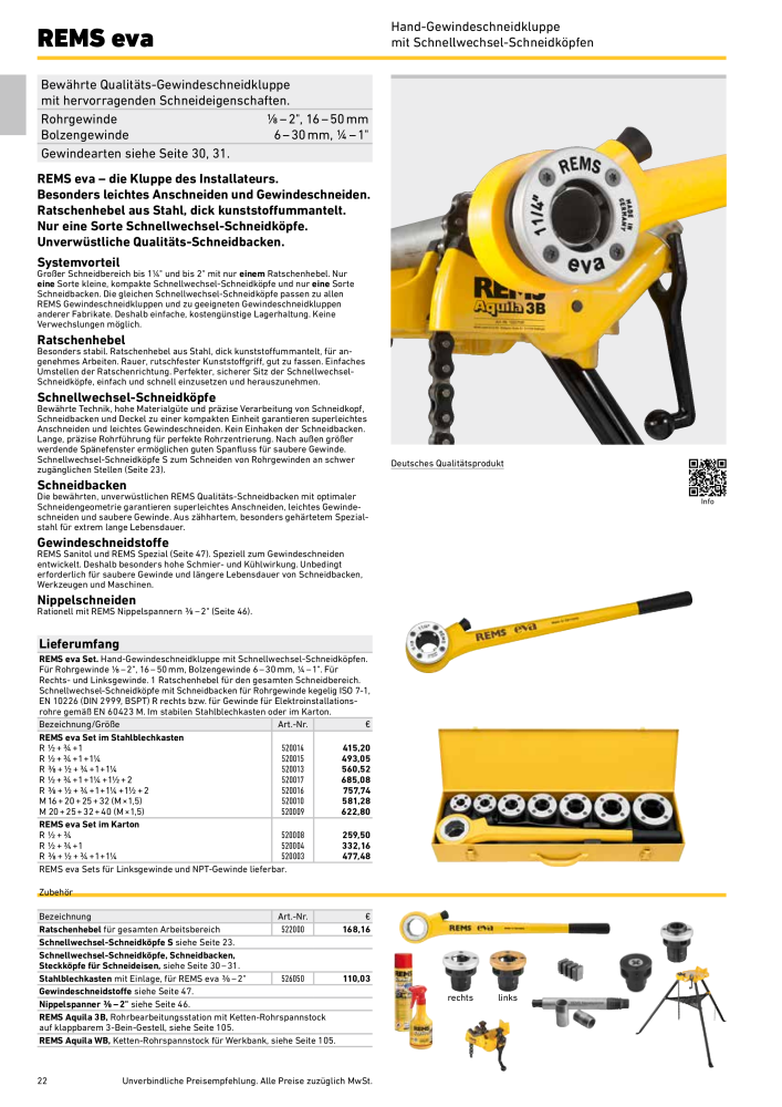 REMS Hauptkatalog Rohrbearbeitung NR.: 1937 - Seite 22