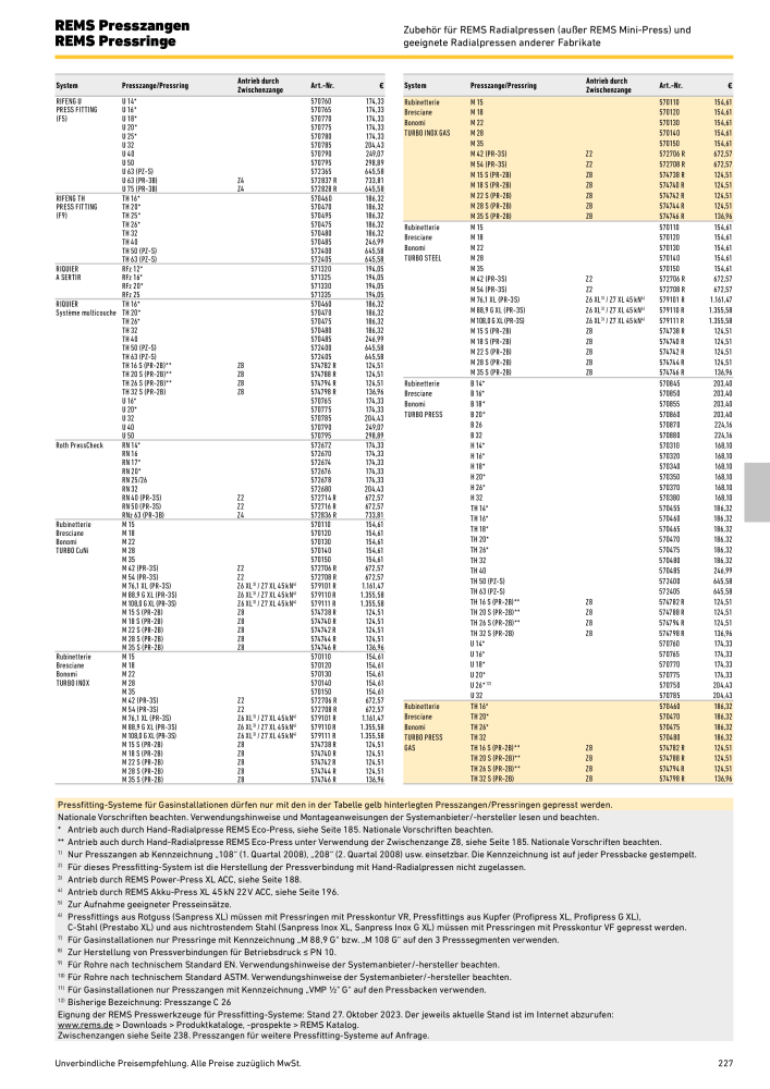 REMS Hauptkatalog Rohrbearbeitung NR.: 1937 - Seite 227