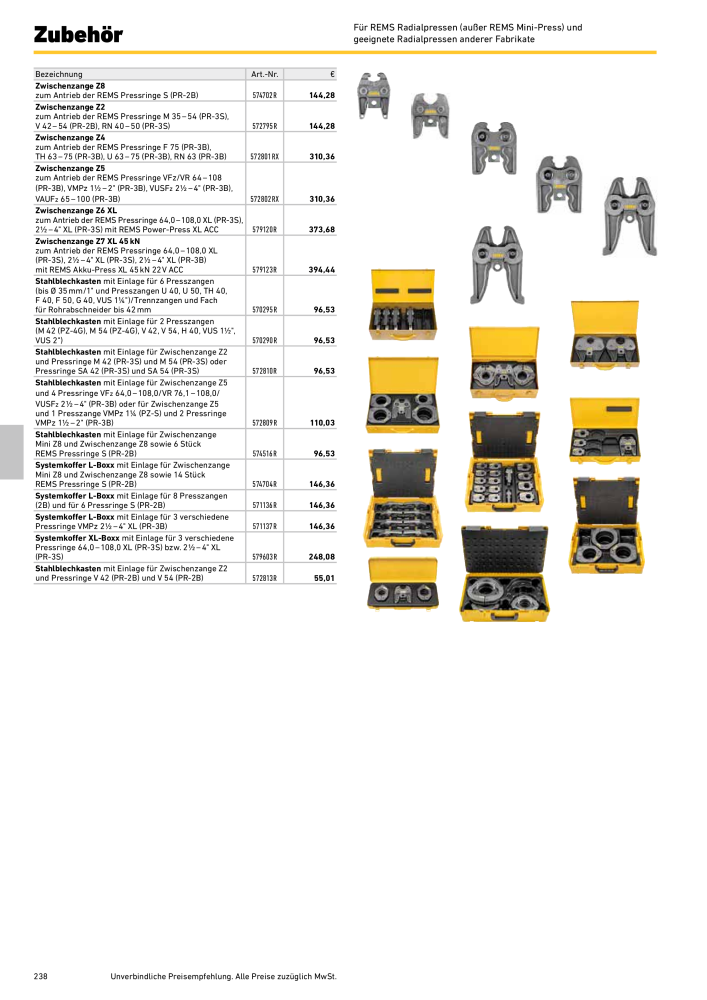 REMS Hauptkatalog Rohrbearbeitung n.: 1937 - Pagina 238