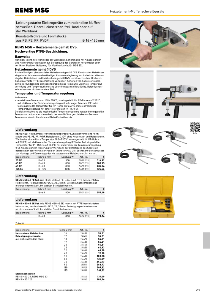 REMS Hauptkatalog Rohrbearbeitung NR.: 1937 - Seite 293