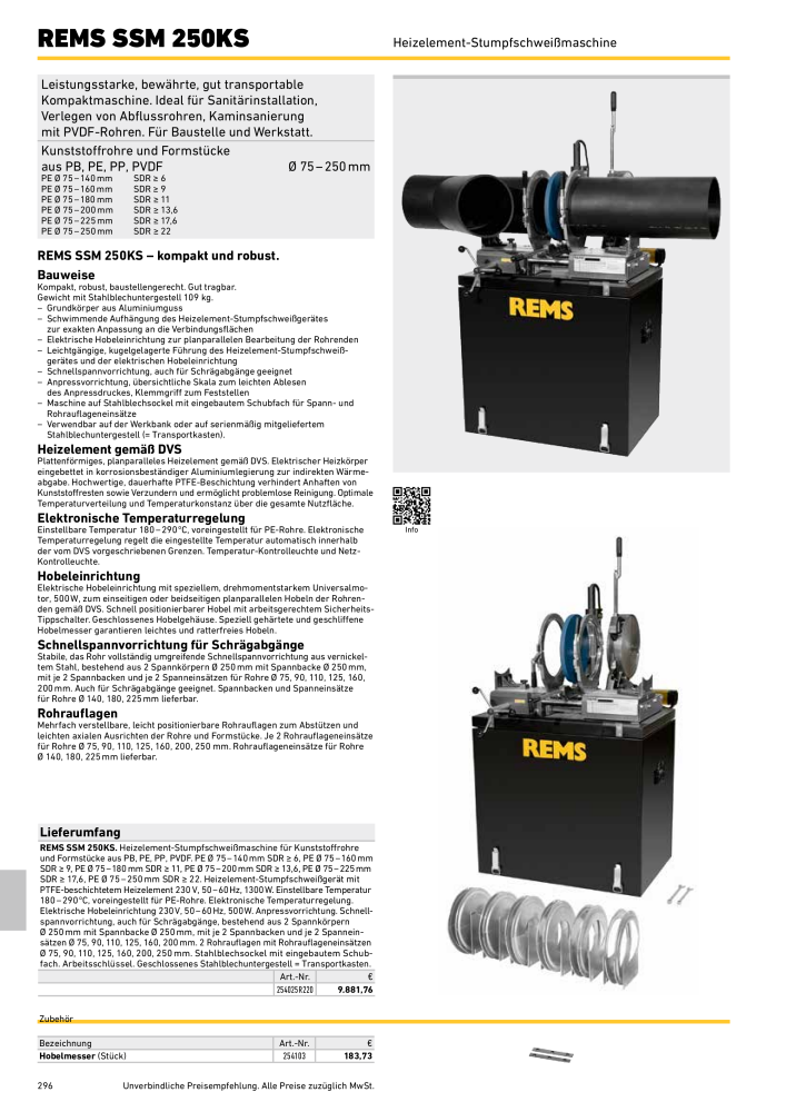 REMS Hauptkatalog Rohrbearbeitung NR.: 1937 - Pagina 296