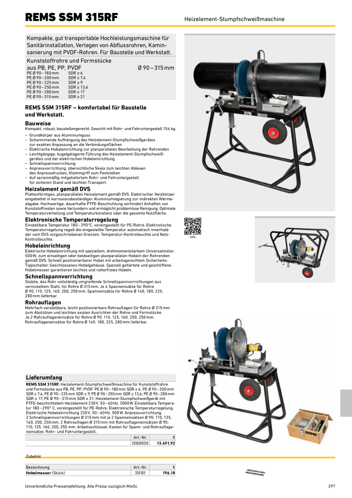 REMS Hauptkatalog Rohrbearbeitung NR.: 1937 - Seite 297