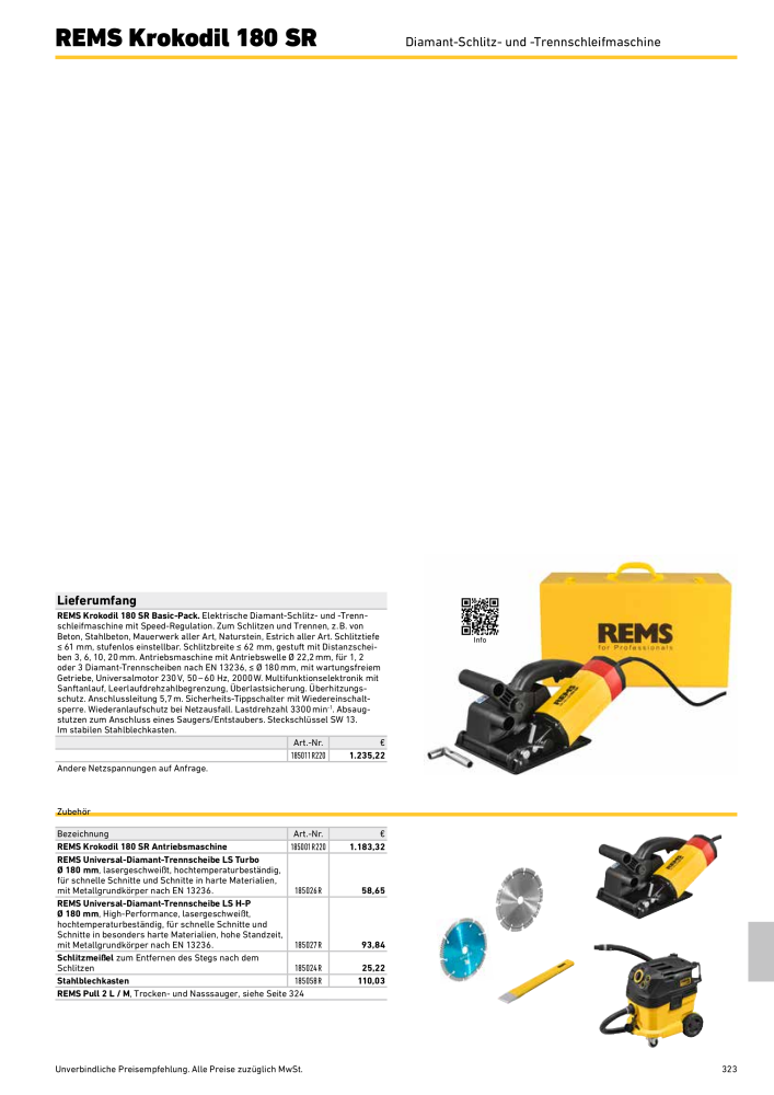 REMS Hauptkatalog Rohrbearbeitung NR.: 1937 - Side 323