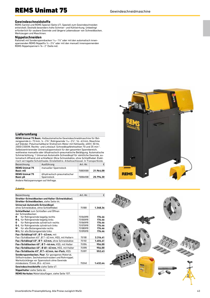 REMS Hauptkatalog Rohrbearbeitung NR.: 1937 - Side 43