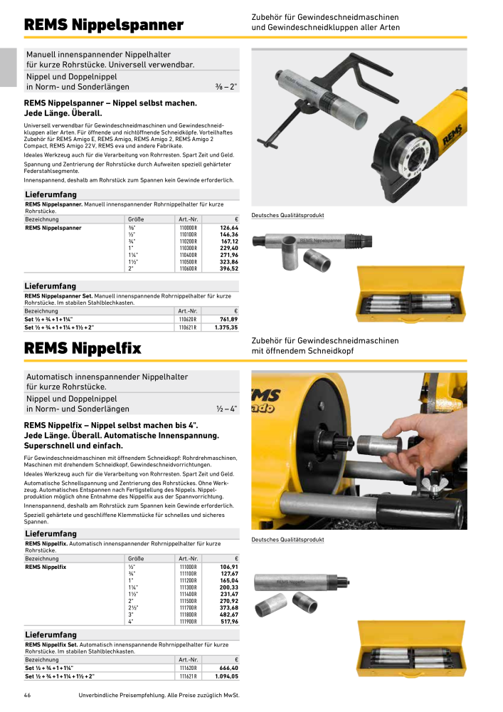 REMS Hauptkatalog Rohrbearbeitung NR.: 1937 - Pagina 46