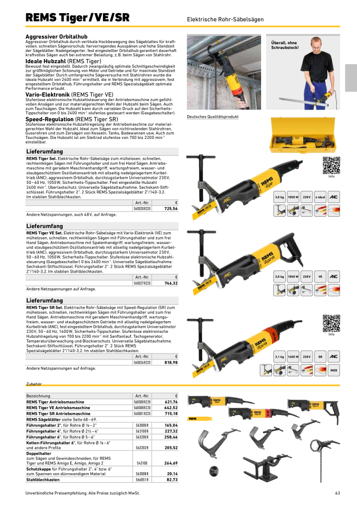 REMS Hauptkatalog Rohrbearbeitung NR.: 1937 - Side 63