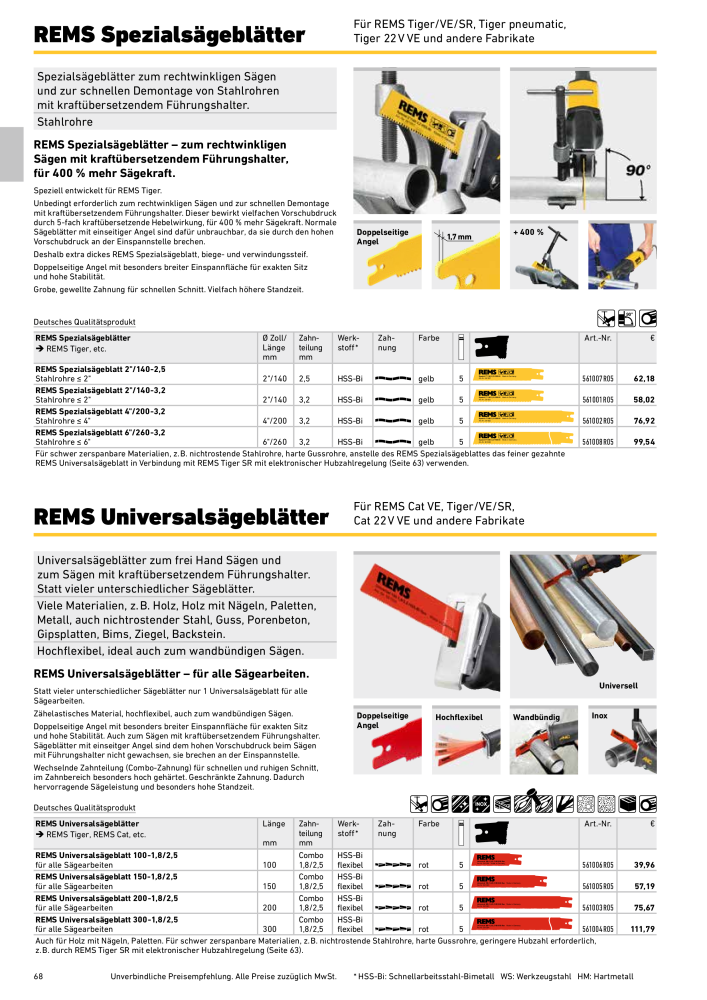 REMS Hauptkatalog Rohrbearbeitung NR.: 1937 - Pagina 68