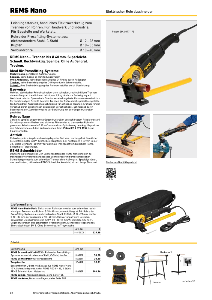 REMS Hauptkatalog Rohrbearbeitung NR.: 1937 - Seite 82