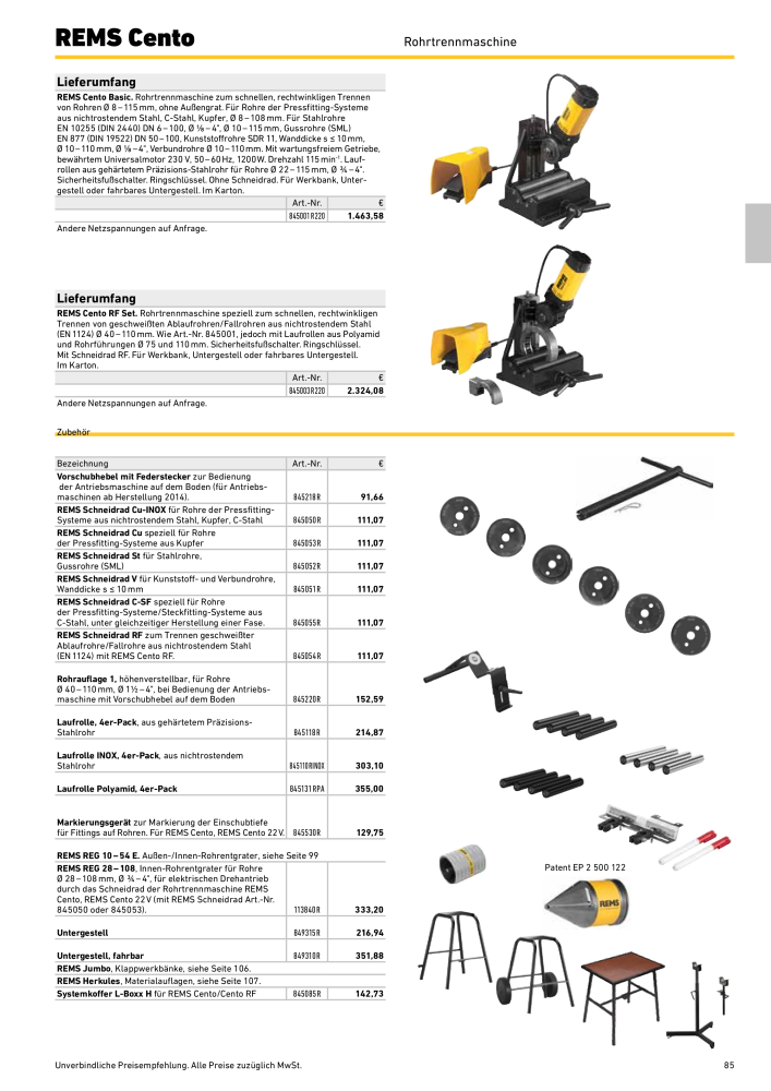 REMS Hauptkatalog Rohrbearbeitung NR.: 1937 - Pagina 85