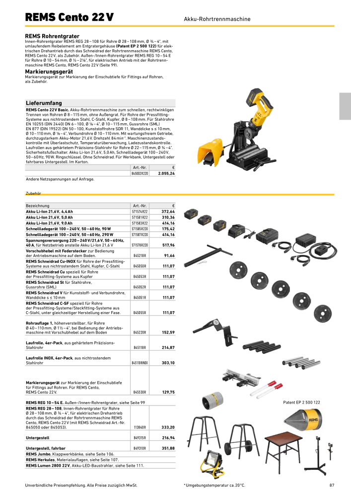 REMS Hauptkatalog Rohrbearbeitung Nº: 1937 - Página 87