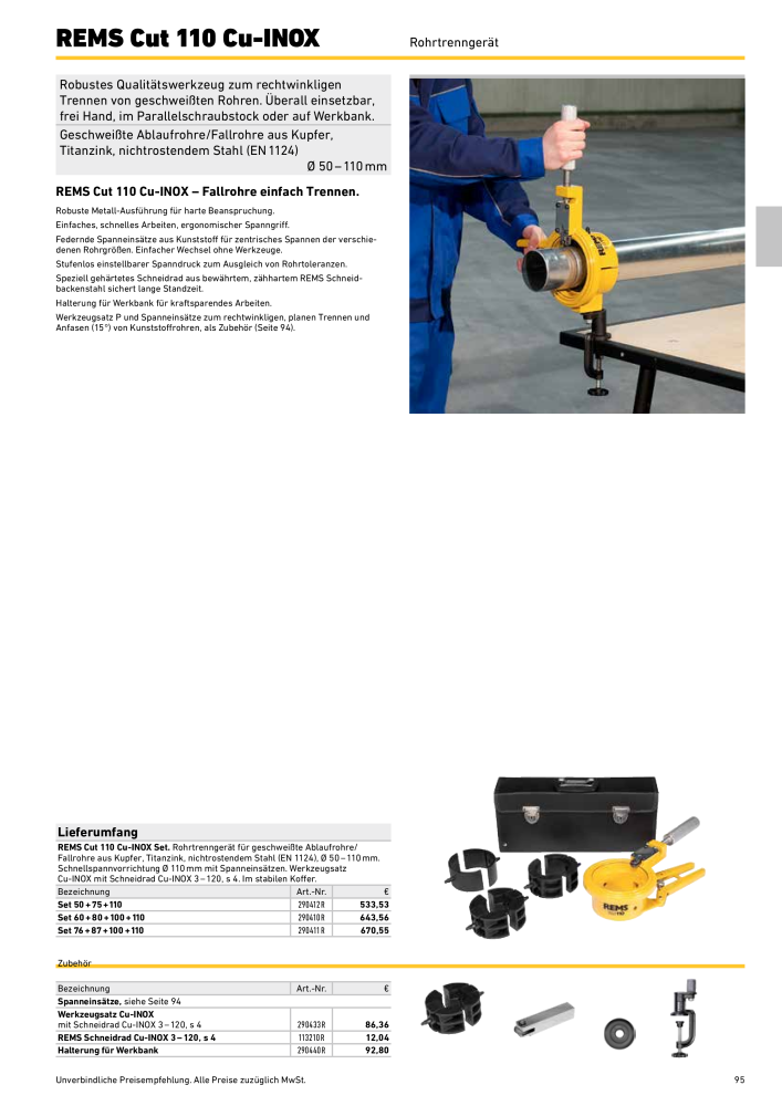 REMS Hauptkatalog Rohrbearbeitung NR.: 1937 - Side 95