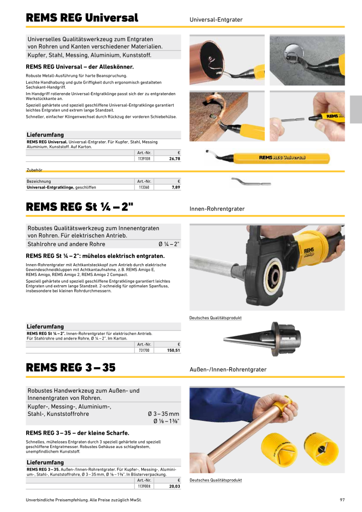 REMS Hauptkatalog Rohrbearbeitung n.: 1937 - Pagina 97