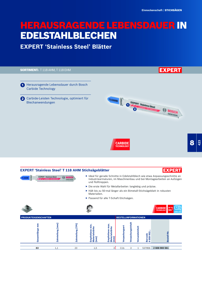 Bosch - Zubehörkatalog NO.: 1941 - Page 423