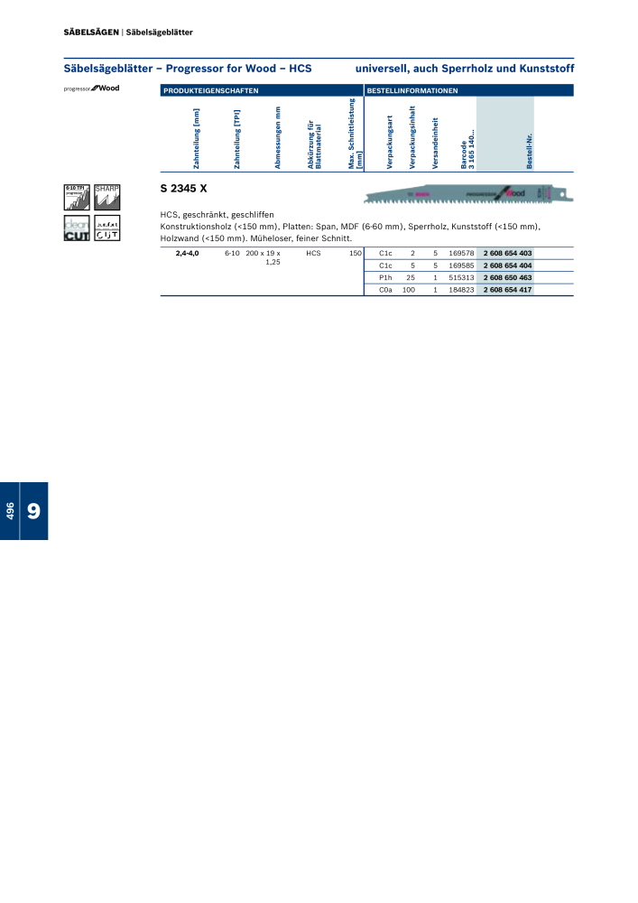 Bosch - Zubehörkatalog NO.: 1941 - Page 496