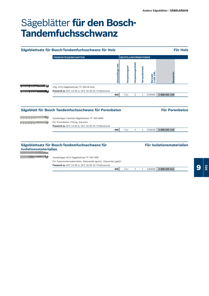 Bosch - Zubehörkatalog NO.: 1941 - Page 501