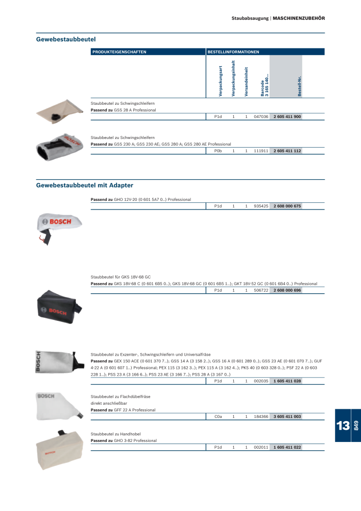 Bosch - Zubehörkatalog NO.: 1941 - Page 849