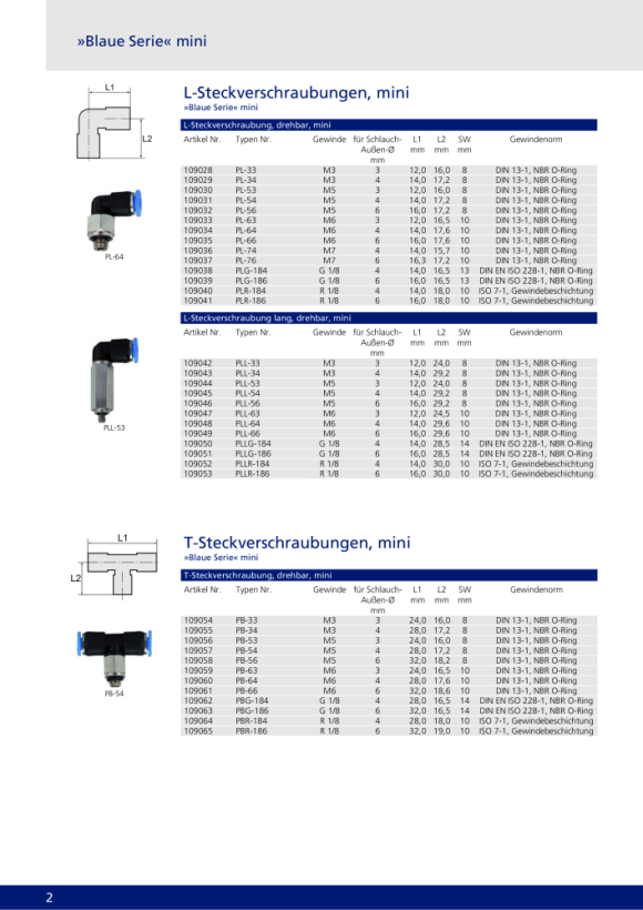 Riegler L-Steckverschraubung »Blaue Serie« mini, drehbar, M6 109033