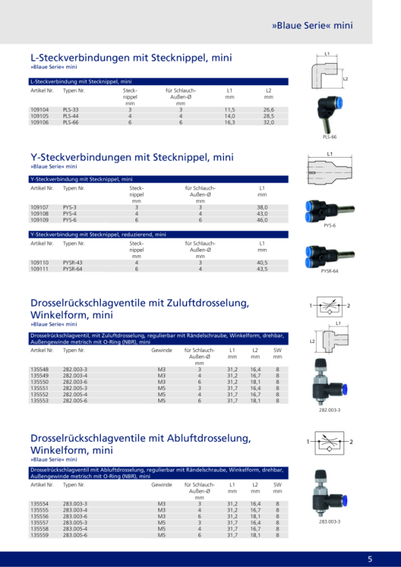 Riegler T-Steckverbindung »Blaue Serie« mini, red., Schlauch-Außen-ø 4/3 109095