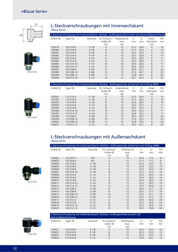 Riegler L-insteekkoppeling »Blue Series«, draaibaar, Rc/R 1/8 i./a., Ø8mm 109456