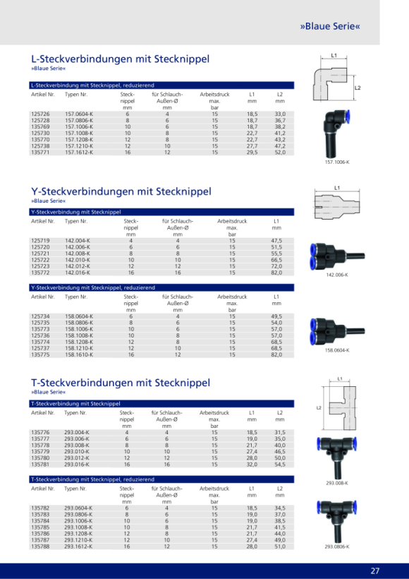 Riegler T-stuk, steeknippel 6 mm “Blue Series”, slang Ø 4 135782