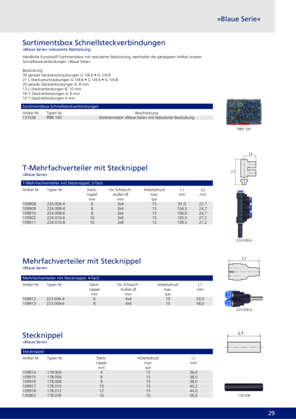 Riegler T-steekverbinding, insteeknippel 10 ”Blauwe serie” L-vorm, slang Ø 10 135792