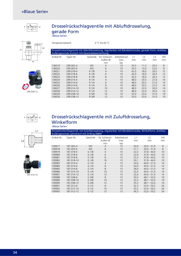 Riegler Gasterugslagklep “Blue Series” uitlaatluchtsmoorklep. R1/4 een. ger. Ø10mm 136027