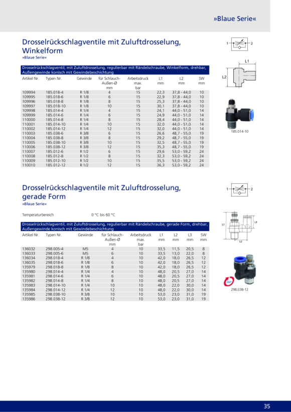 Riegler Gasklep keerklep ”Blue Series”, luchttoevoer gasklep, R 1/8 o. 135979