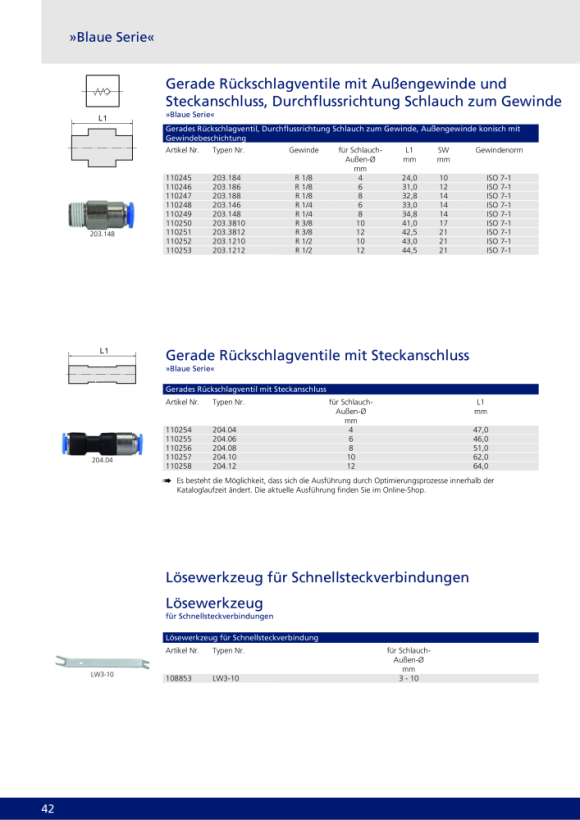 Riegler Rechte terugslagklep »Blue Series« sleuteldraad, R 3/8 a. ø10mm 110250