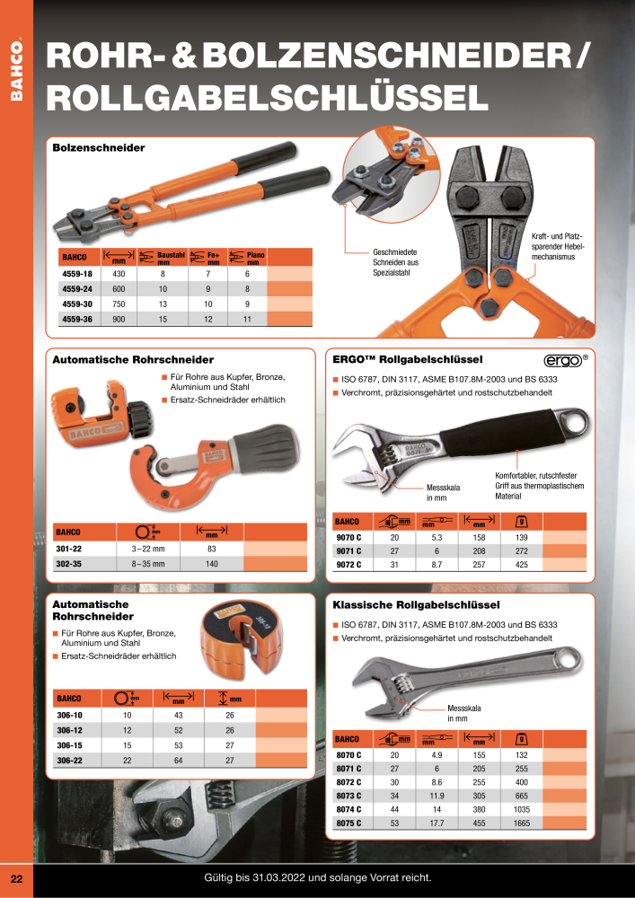 BAHCO Gesamtkatalog Werkzeuge n.: 1980 - Pagina 22