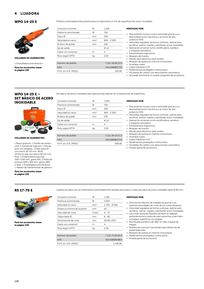 FEIN Catálogo Herramientas eléctricas Nº: 19892 - Página 130