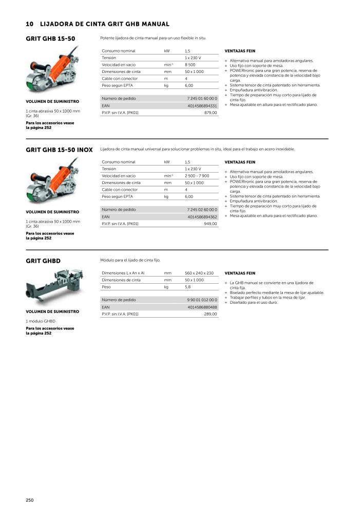 FEIN Catálogo Herramientas eléctricas NR.: 19892 - Seite 252