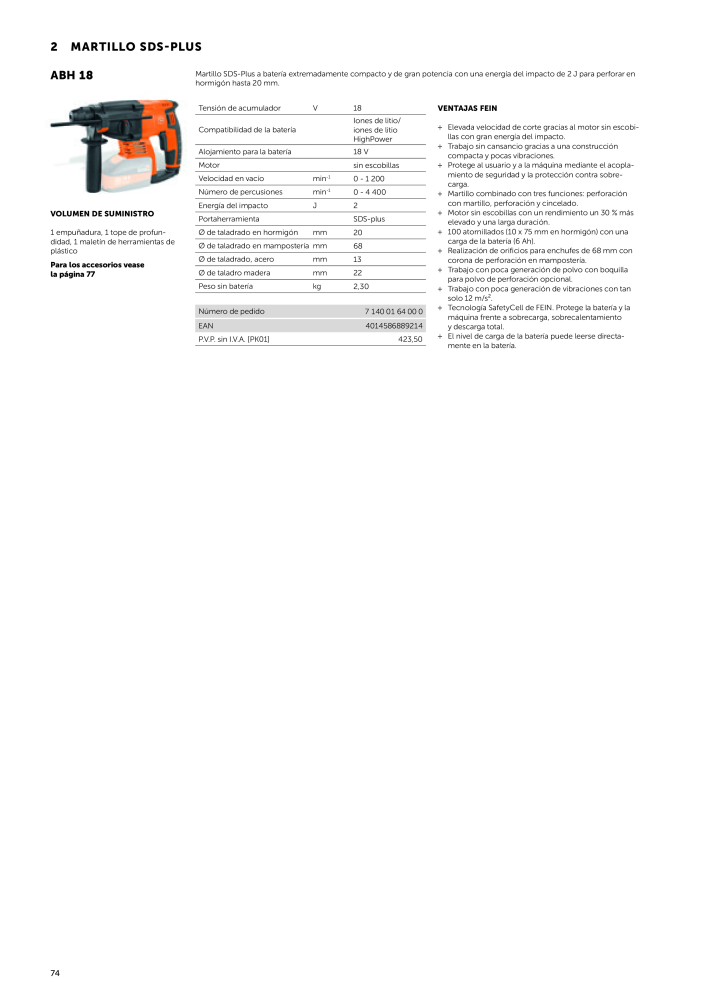 FEIN Catálogo Herramientas eléctricas Nº: 19892 - Página 76