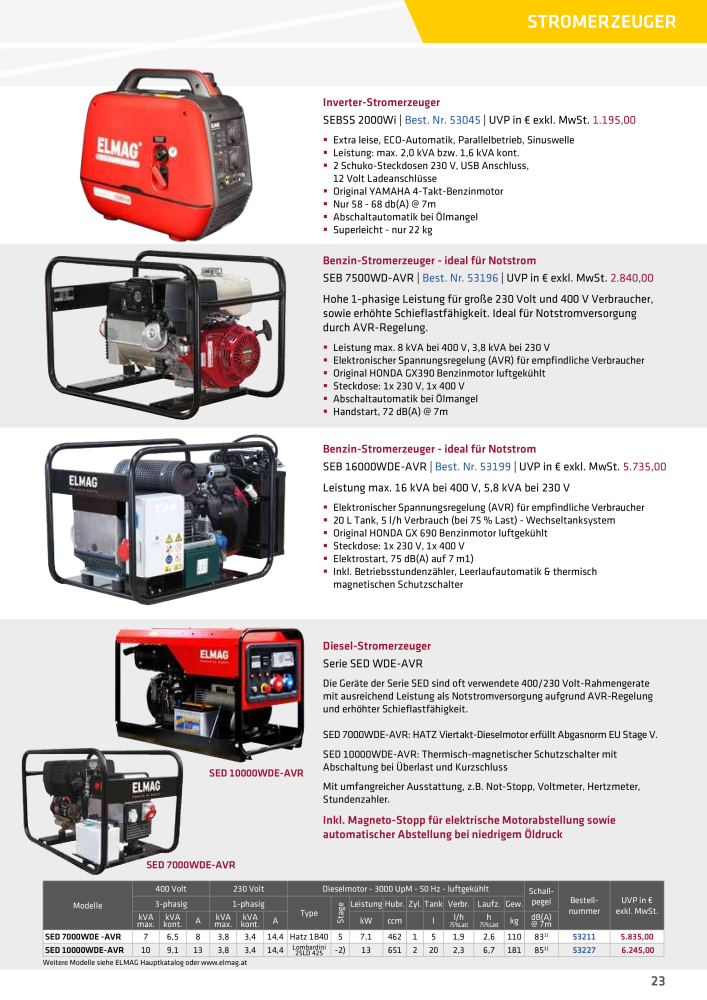 ELMAG Stromerzeuger Prospekt NR.: 19956 - Seite 23