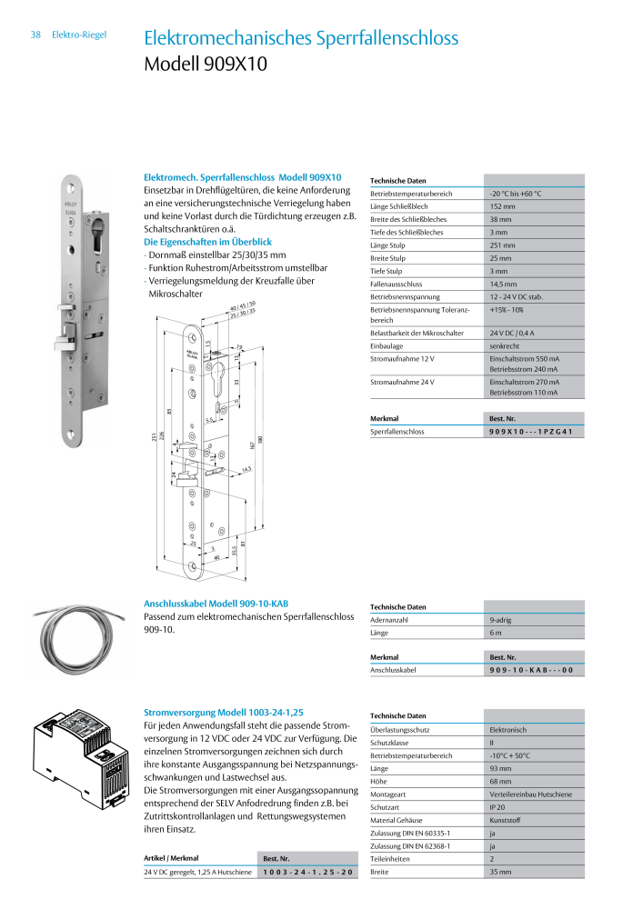 ASSA ABLOY Elektro Riegel NR.: 19958 - Seite 38