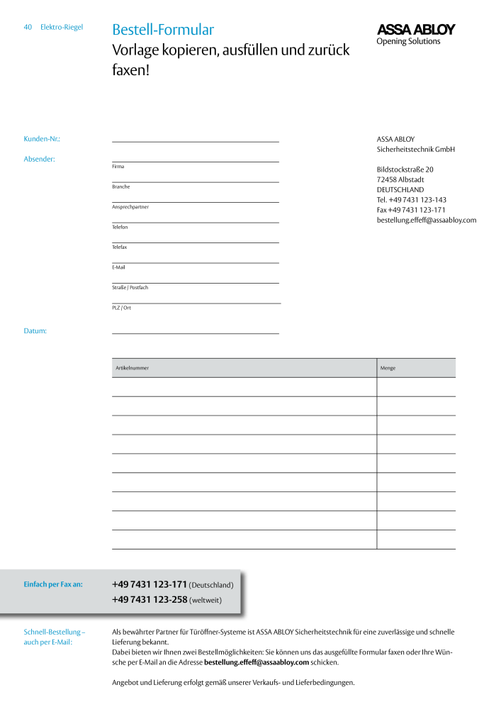 ASSA ABLOY Elektro Riegel NR.: 19958 - Seite 40