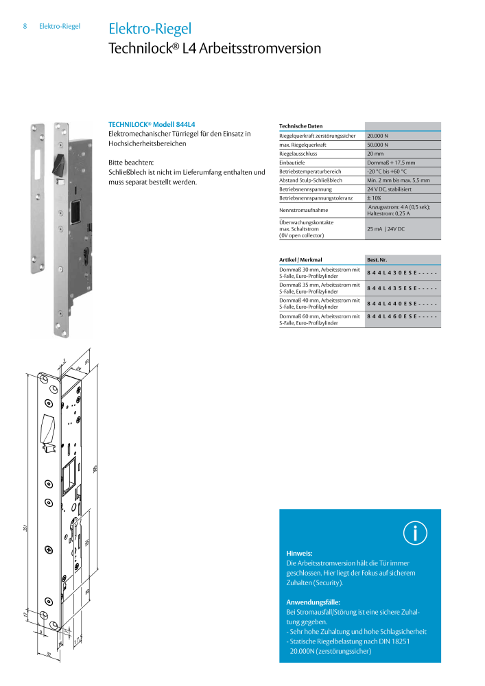 ASSA ABLOY Elektro Riegel NR.: 19958 - Seite 8