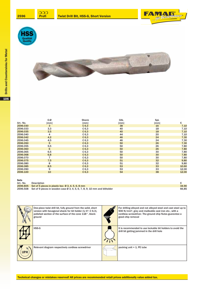 FAMAG main catalog drilling and punching tools NO.: 19969 - Page 108