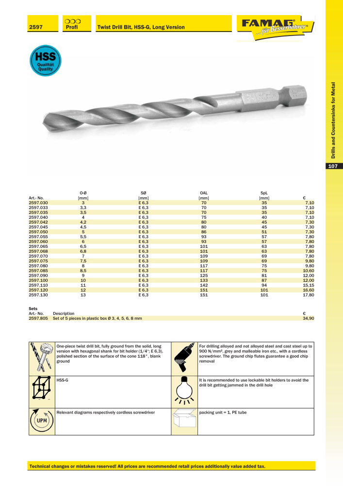 FAMAG main catalog drilling and punching tools NO.: 19969 - Page 109