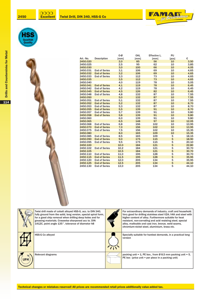 FAMAG main catalog drilling and punching tools NO.: 19969 - Page 116